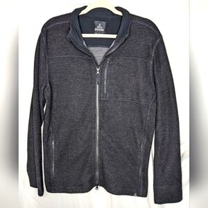 Prana Men's Dark Gray Riddle Full-Zip Sweater, Large